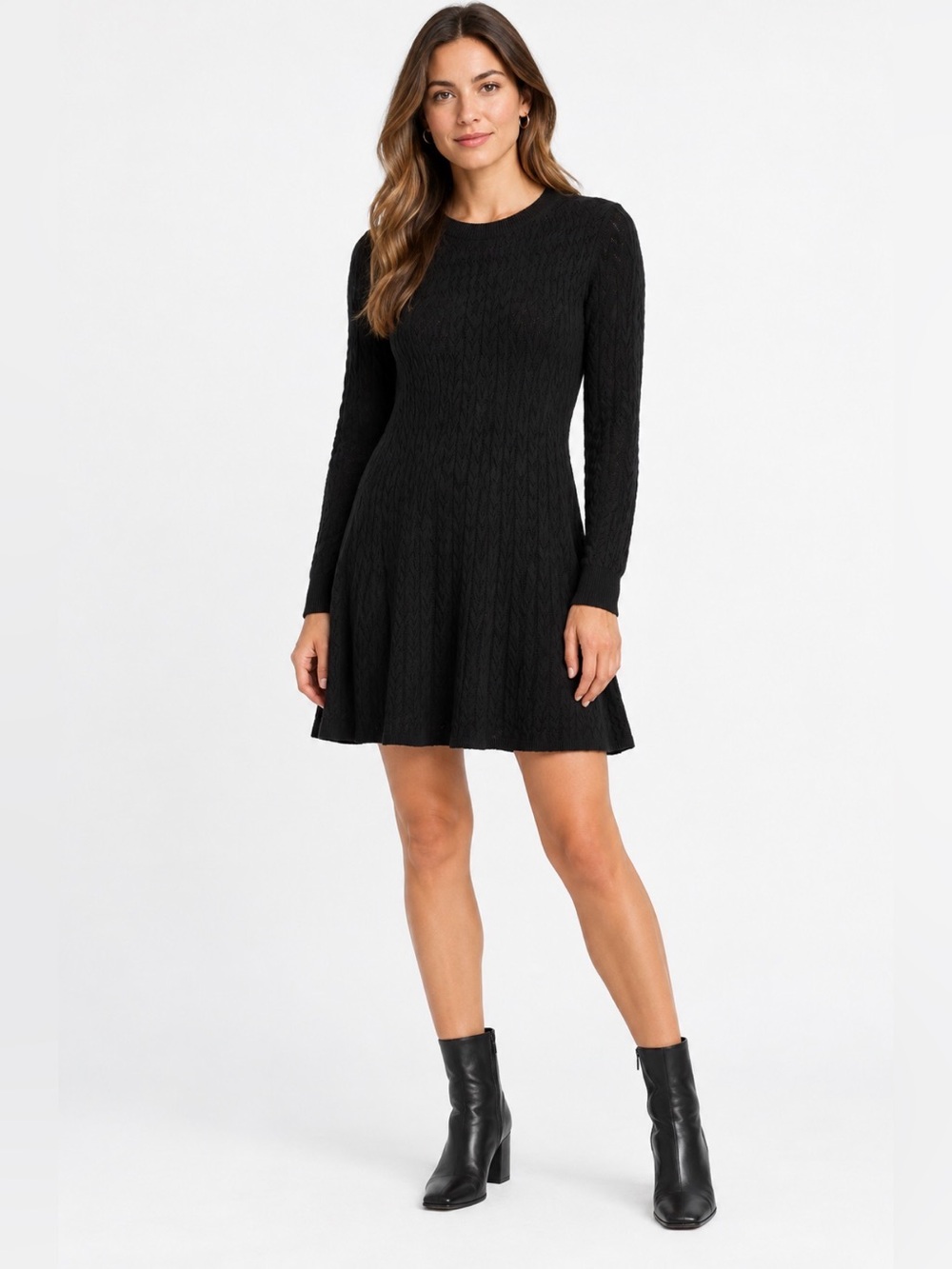 Large Tall Gap CashSoft Pointelle Mini Sweater Dress Black